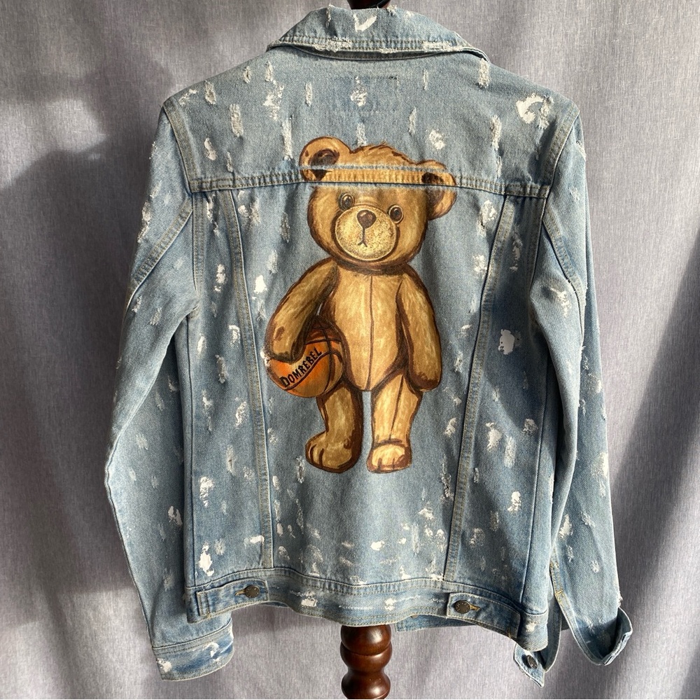DOMREBEL | Distressed Denim Bear Jacket - XS